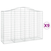 Produktbild för Gabioner bågformade 9 st 200x50x140/160 cm galvaniserat järn