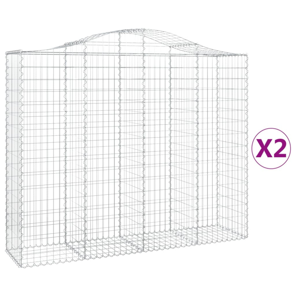 Produktbild för Gabioner bågformade 2 st 200x50x160/180 cm galvaniserat järn