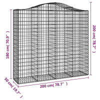 Produktbild för Gabioner bågformade 11 st 200x50x180/200 cm galvaniserat järn