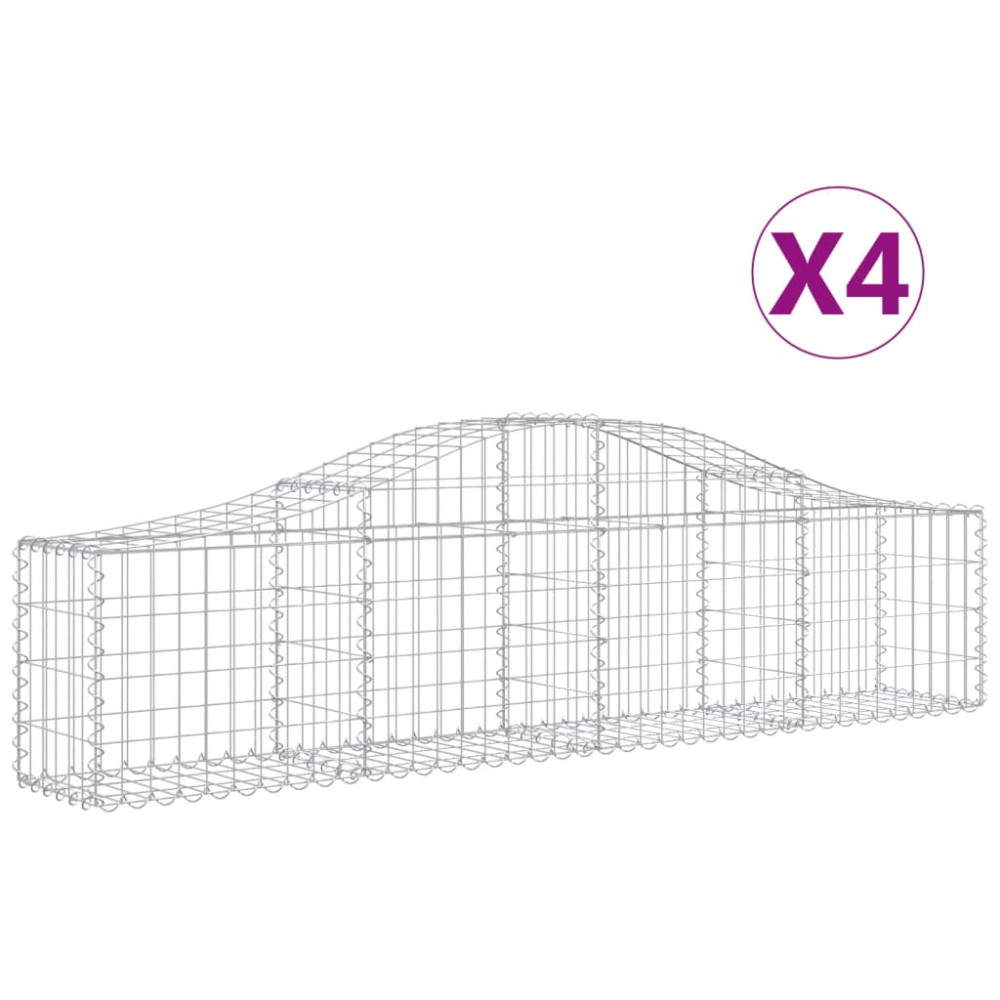 Produktbild för Gabion bågformad 4 st 200x30x40/60 cm galvaniserat järn