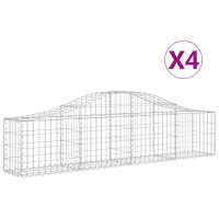 Produktbild för Gabion bågformad 4 st 200x30x40/60 cm galvaniserat järn