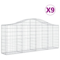 Produktbild för Gabioner bågformade 9 st 200x30x80/100 cm galvaniserat järn