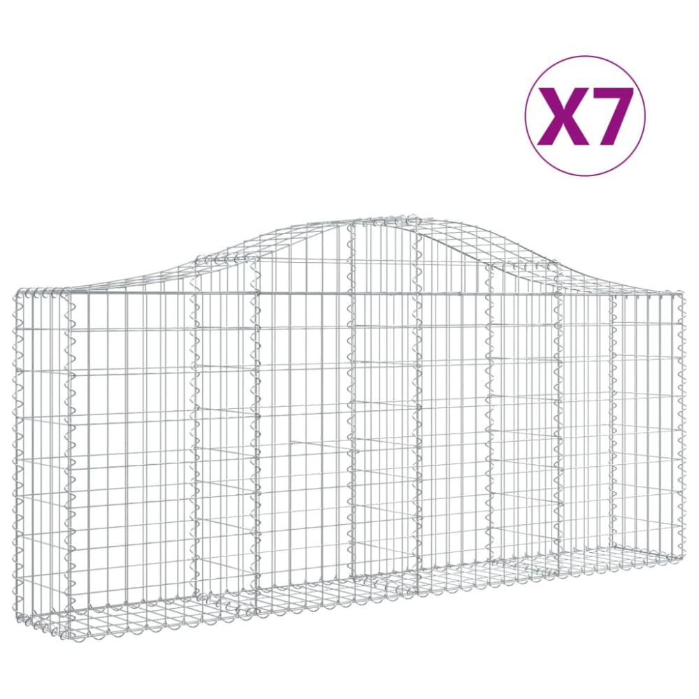 Produktbild för Gabioner bågformade 7 st 200x30x80/100 cm galvaniserat järn