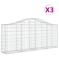 Produktbild för Gabioner bågformade 3 st 200x30x80/100 cm galvaniserat järn