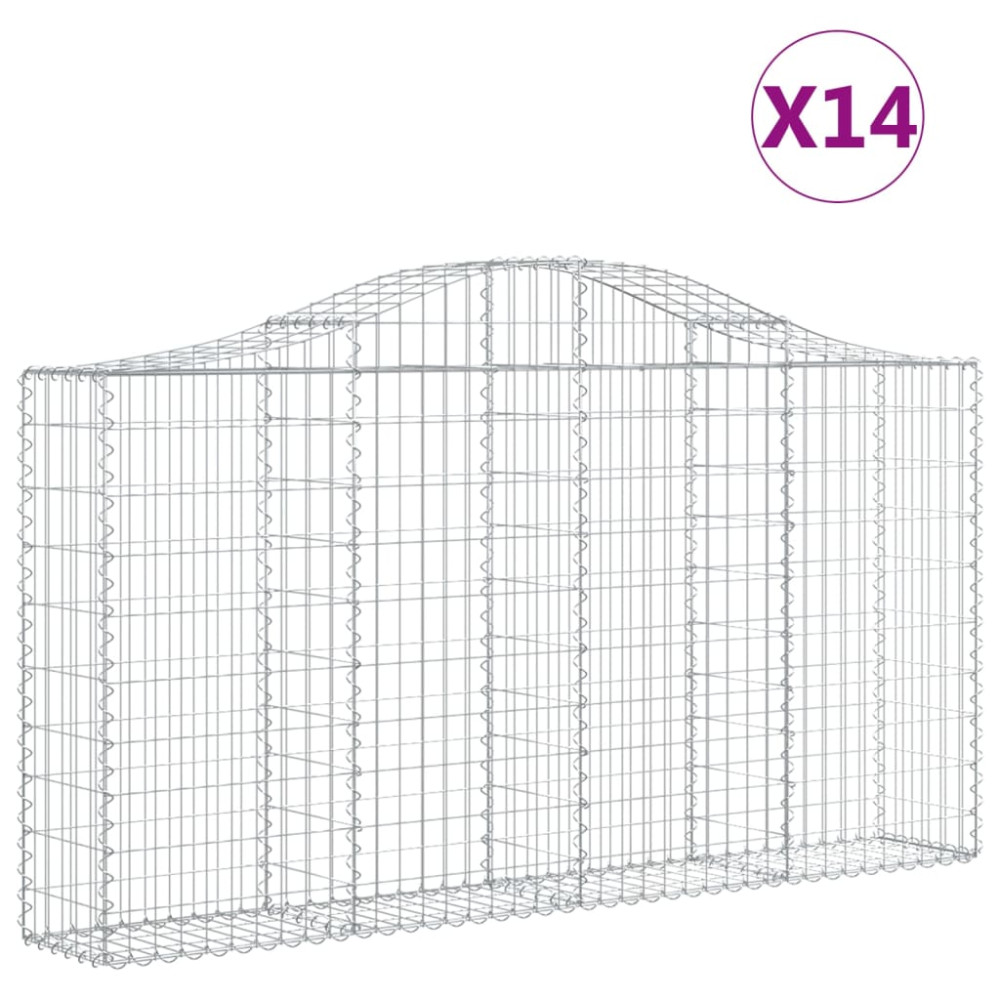 Produktbild för Gabioner bågformade 14 st 200x30x100/120 cm galvaniserat järn