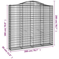 Produktbild för Gabioner bågformade 2 st 200x30x180/200 cm galvaniserat järn