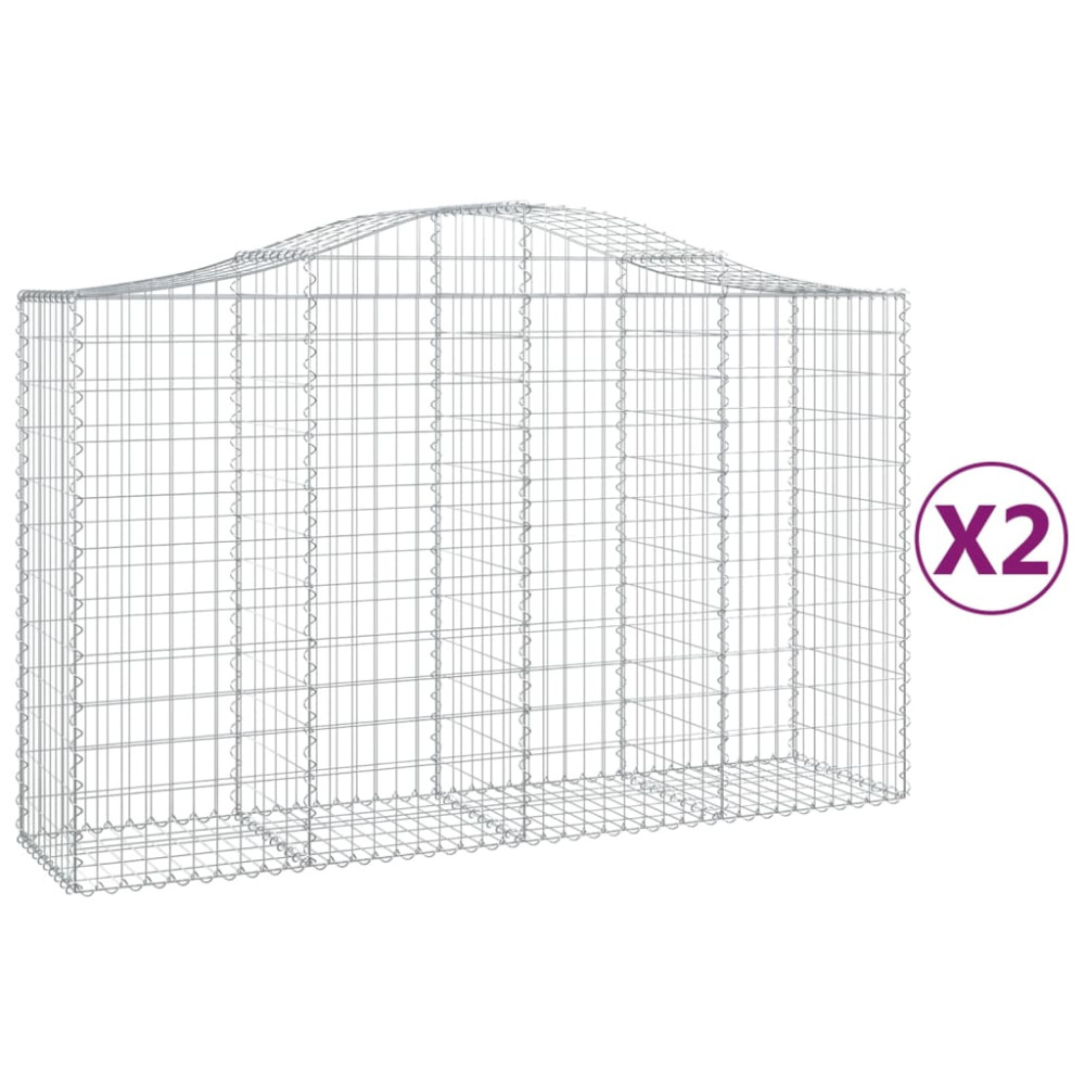 Produktbild för Gabioner bågformade 2 st 200x50x120/140 cm galvaniserat järn