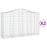 Produktbild för Gabioner bågformade 2 st 200x50x120/140 cm galvaniserat järn