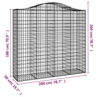 Produktbild för Gabioner bågformade 7 st 200x50x180/200 cm galvaniserat järn