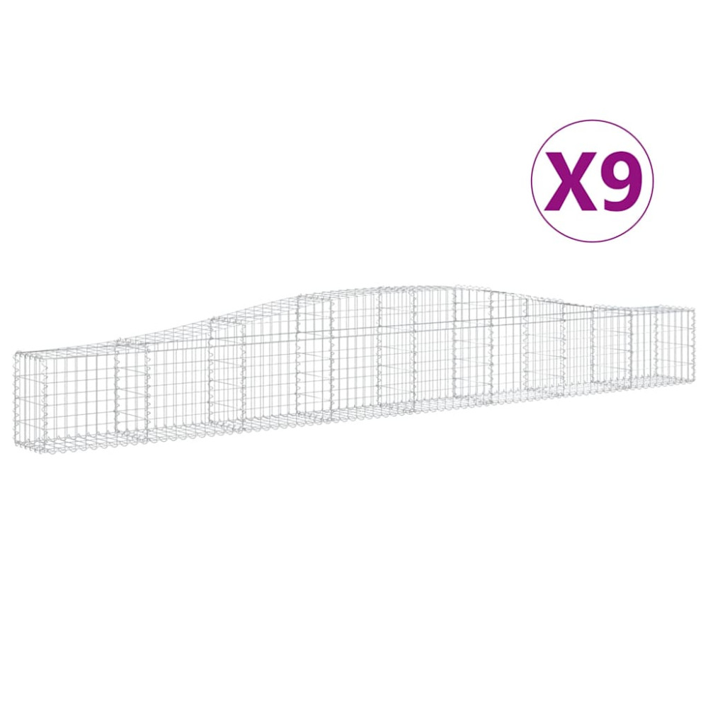 Produktbild för Gabioner bågformade 9 st 400x30x40/60 cm galvaniserat järn