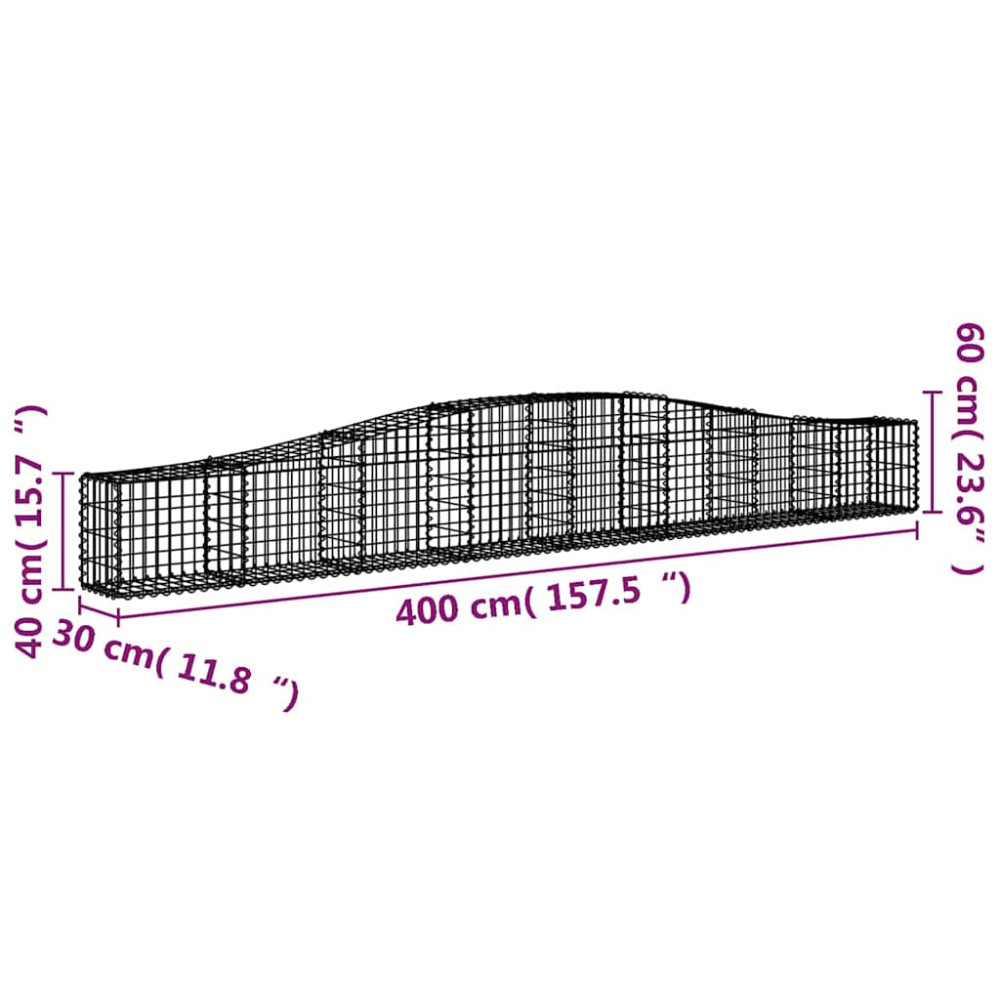 Produktbild för Gabioner bågformade 9 st 400x30x40/60 cm galvaniserat järn
