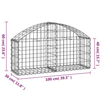 Produktbild för Gabion bågformad 100x30x40/60 cm galvaniserat järn