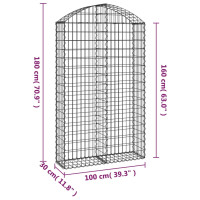 Produktbild för Gabion bågformad 100x30x160/180 cm galvaniserat järn