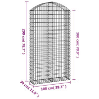 Produktbild för Gabion bågformad 100x30x180/200 cm galvaniserat järn