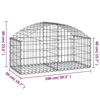 Produktbild för Gabion bågformad 100x50x40/60 cm galvaniserat järn