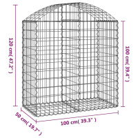 Produktbild för Gabion bågformad 100x50x100/120 cm galvaniserat järn