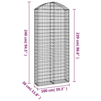 Produktbild för Gabion bågformad 100x30x220/240 cm galvaniserat järn