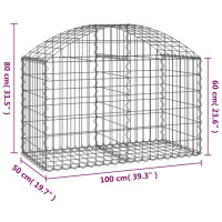 Produktbild för Gabion bågformad 100x50x60/80 cm galvaniserat järn