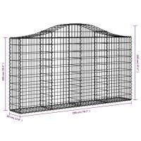 Produktbild för Gabioner bågformade 7 st 200x30x100/120 cm galvaniserat järn