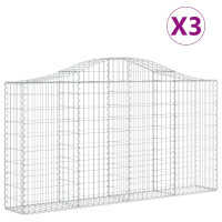 Produktbild för Gabioner bågformade 3 st 200x30x100/120 cm galvaniserat järn
