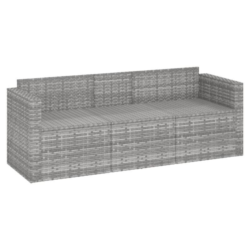 Produktbild för Loungesoffa 3-sits med dynor grå konstrotting