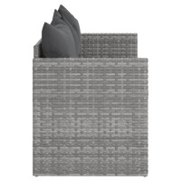Miniatyr av produktbild för Loungesoffa 3-sits med dynor grå konstrotting