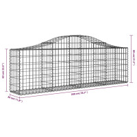 Produktbild för Gabion bågformad 3 st 200x30x60/80 cm galvaniserat järn