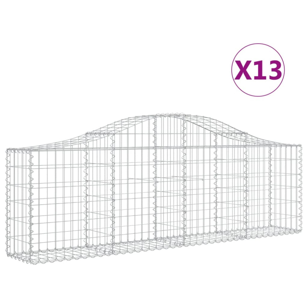 Produktbild för Gabioner bågformade 13 st 200x30x60/80 cm galvaniserat järn