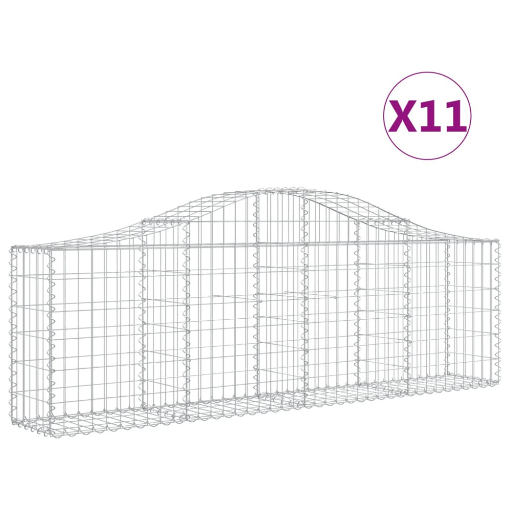 Produktbild för Gabioner bågformade 11 st 200x30x60/80 cm galvaniserat järn