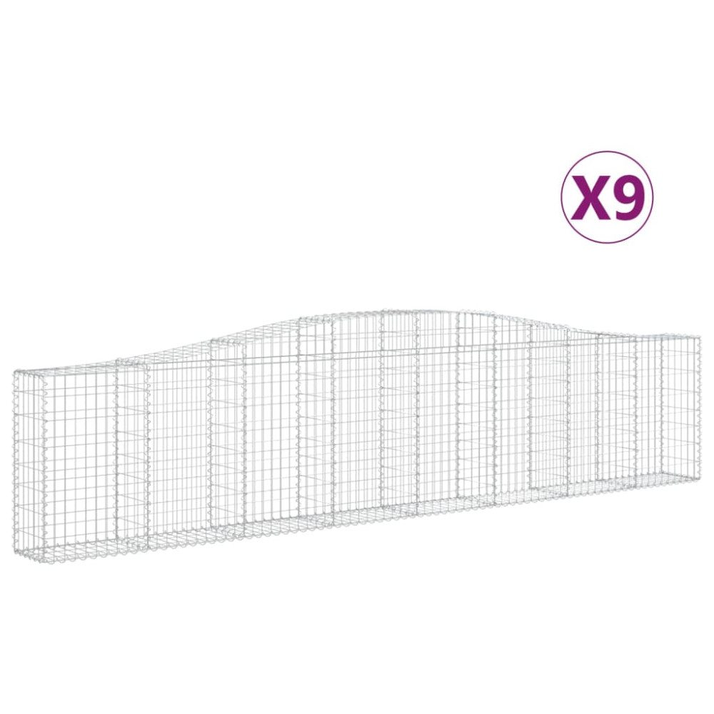 Produktbild för Gabioner bågformade 9 st 400x30x80/100 cm galvaniserat järn