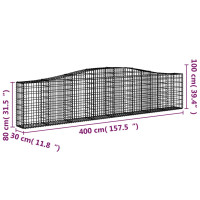 Produktbild för Gabioner bågformade 9 st 400x30x80/100 cm galvaniserat järn