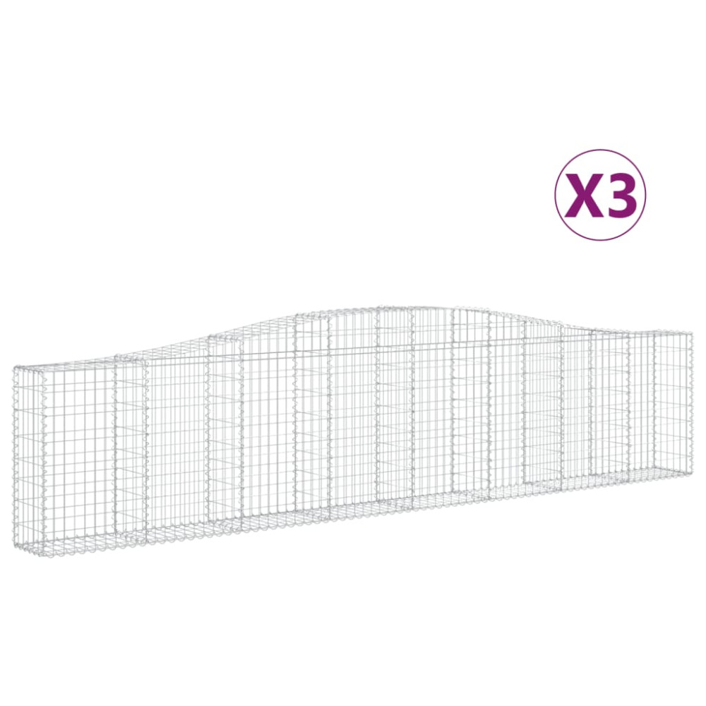 Produktbild för Gabioner bågformade 3 st 400x30x80/100 cm galvaniserat järn