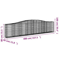 Produktbild för Gabioner bågformade 3 st 400x30x80/100 cm galvaniserat järn