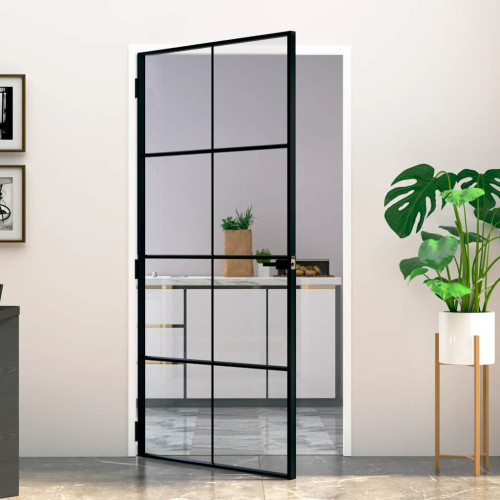 vidaXL Innerdörr 102x201,5 cm härdat glas och aluminium slim