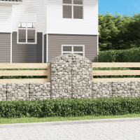 Produktbild för Gabion bågformad 100x50x120/140 cm galvaniserat järn