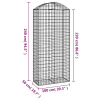 Produktbild för Gabion bågformad 100x50x220/240 cm galvaniserat järn