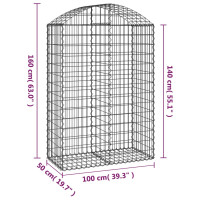 Produktbild för Gabion bågformad 100x50x140/160 cm galvaniserat järn