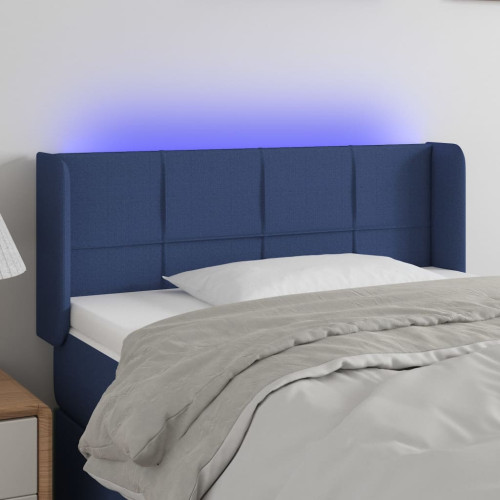 vidaXL Sänggavel LED blå 103x16x78/88 cm tyg