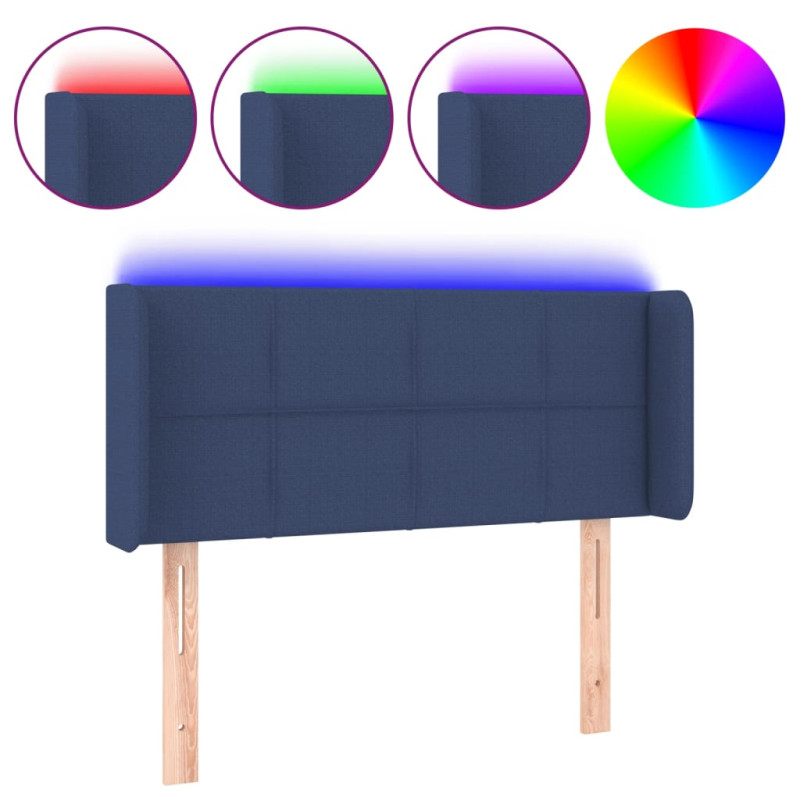 Produktbild för Sänggavel LED blå 103x16x78/88 cm tyg