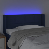 Miniatyr av produktbild för Sänggavel LED blå 103x16x78/88 cm tyg