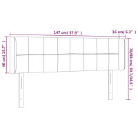 Produktbild för Sänggavel LED mörkbrun 147x16x78/88 cm tyg