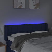 Produktbild för Sänggavel LED blå 147x16x78/88 cm tyg