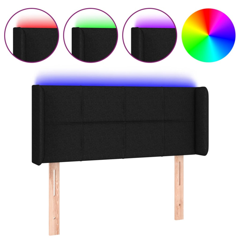 Produktbild för Sänggavel LED svart 93x16x78/88 cm tyg