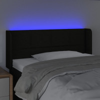 Miniatyr av produktbild för Sänggavel LED svart 93x16x78/88 cm tyg