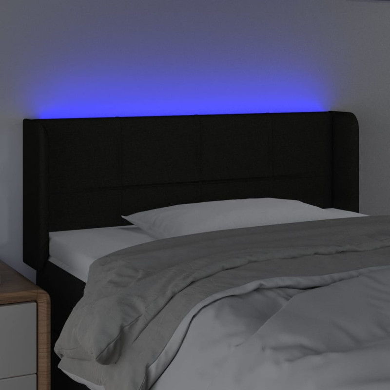 Produktbild för Sänggavel LED svart 93x16x78/88 cm tyg
