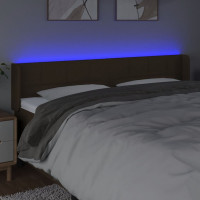 Produktbild för Sänggavel LED mörkbrun 203x16x78/88 cm tyg