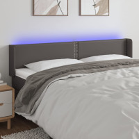 Miniatyr av produktbild för Sänggavel LED grå 183x16x78/88 cm konstläder