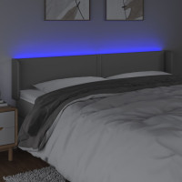 Miniatyr av produktbild för Sänggavel LED grå 183x16x78/88 cm konstläder