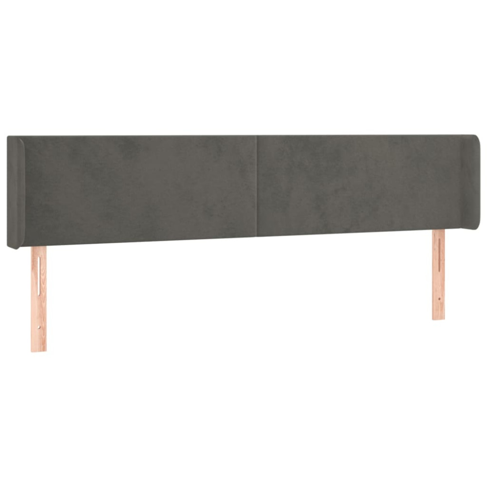 Produktbild för Sänggavel LED mörkgrå 163x16x78/88 cm sammet