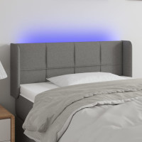 Produktbild för Sänggavel LED mörkgrå 103x16x78/88 cm tyg